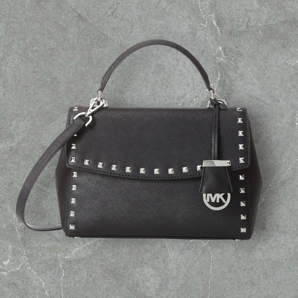 Michael Kors Ava Small Studded Leather Satchel
